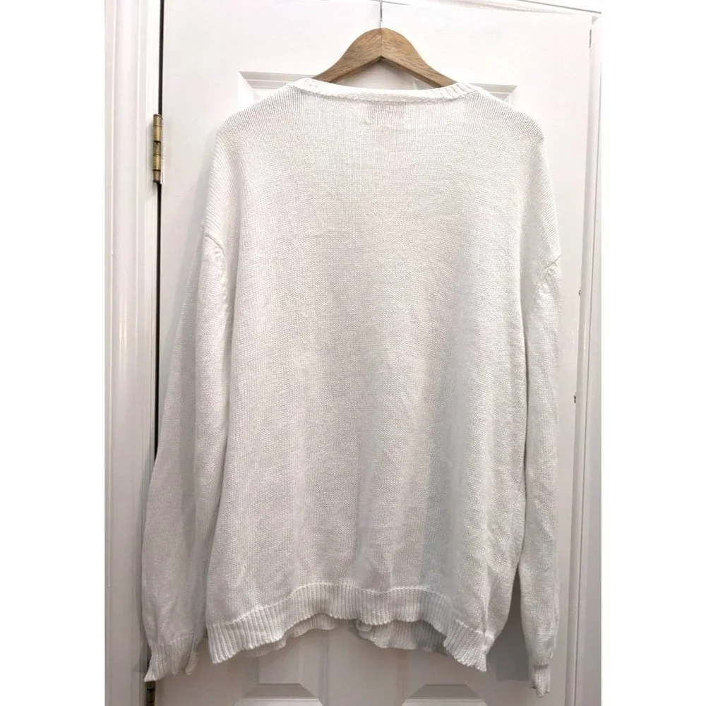 Vintage 90s SUSAN BRISTOL White Embroidered Cardigan Cottage Granny Size 2W/XL - Picture 6 of 6
